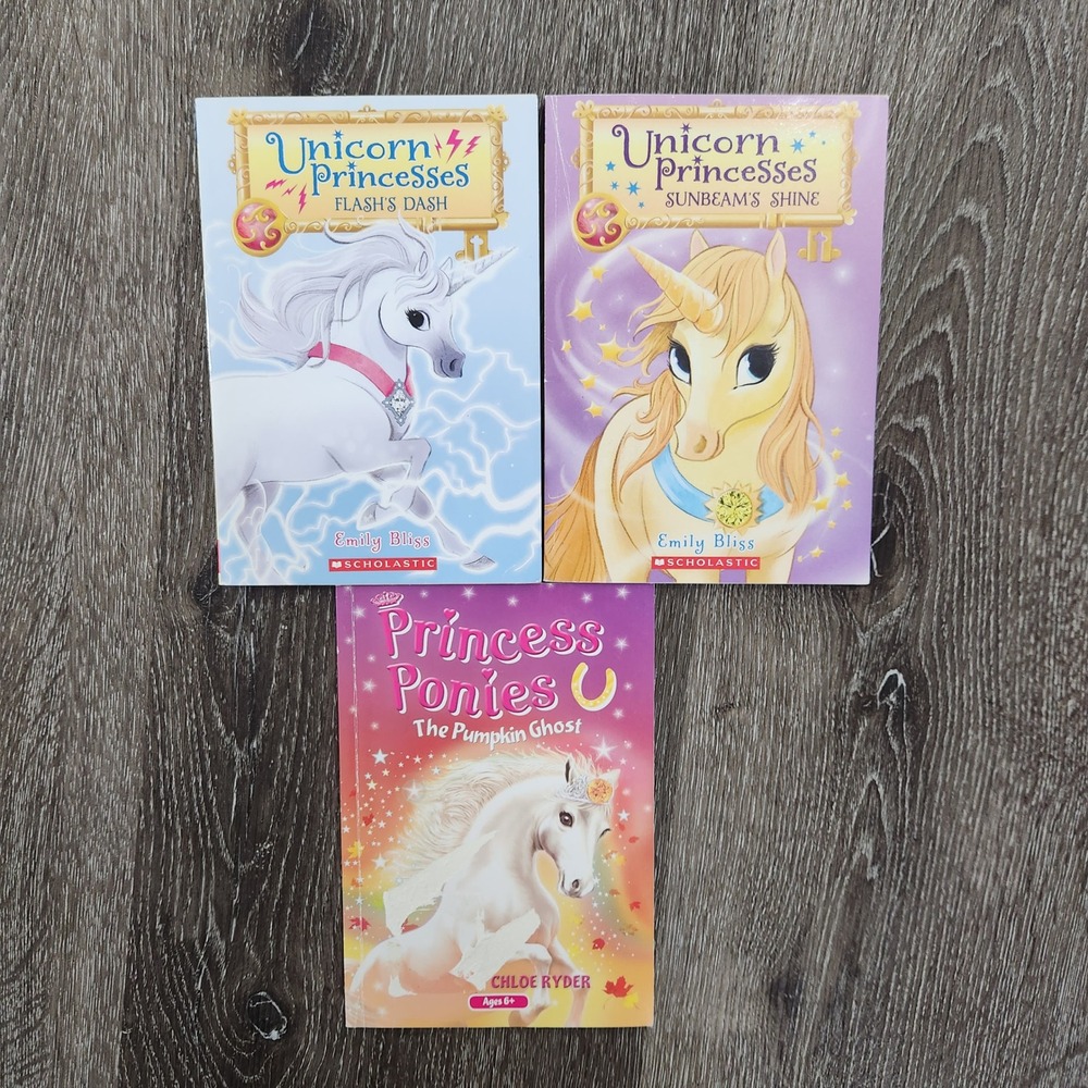 Scholastic Unicorn Princesses & Princess Ponies 3 Book Lot Bliss Ryder